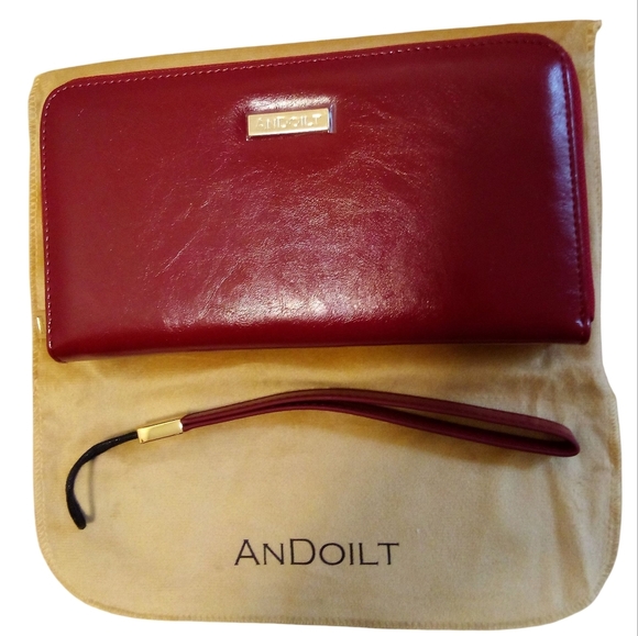 Andoilt Women’s Leather Zip Around Wristlet RFID Blocking Inside Zippered Pocket - Picture 1 of 10